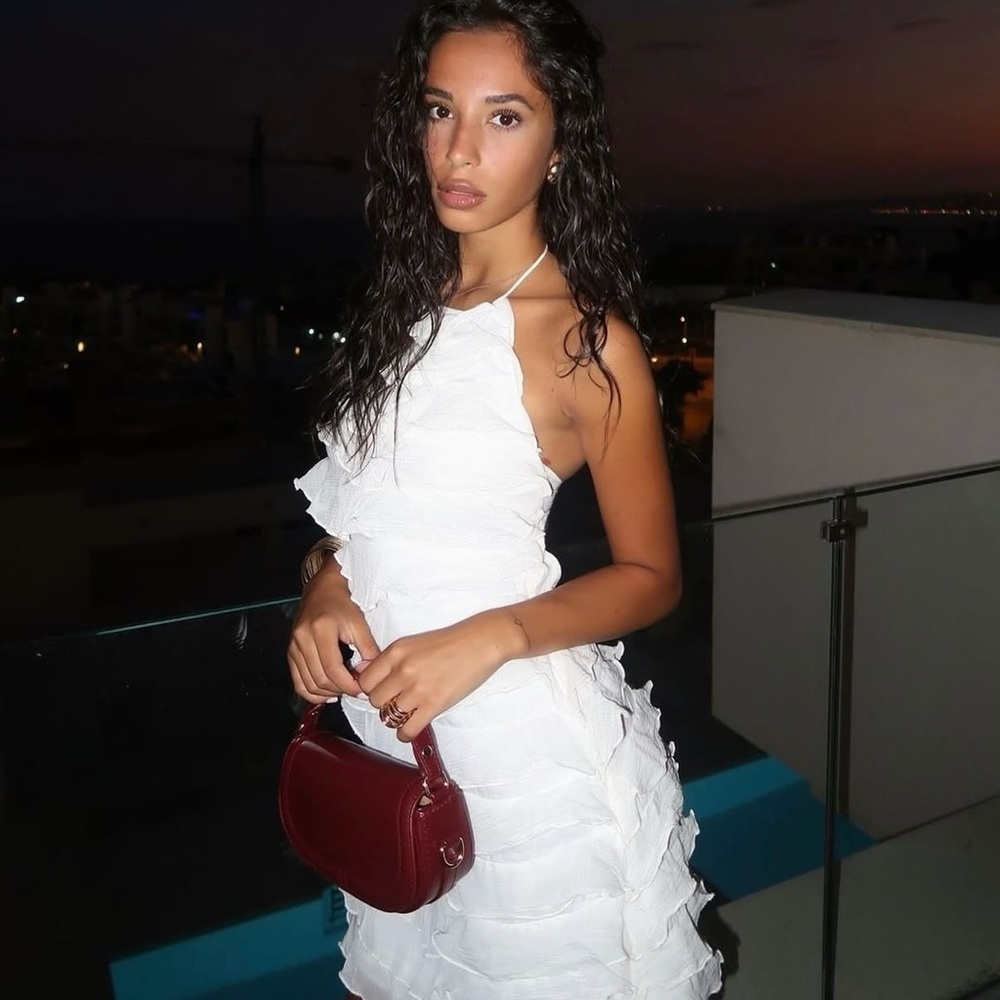 Zara ivory ecru mini dress halter ruffle Bohemian summer vacation evening - Picture 4 of 12